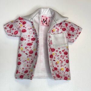 Pink and white floral doll shirt
